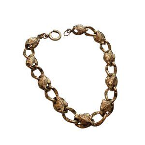 Antique Gold Filled Leaf Charm Detailed Bracelet (A3801)